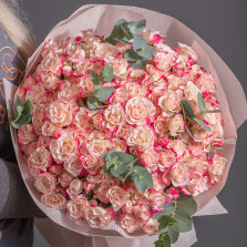 25 розовых Кустовых Роз