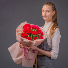 Букет "9 Бордовых пионов"